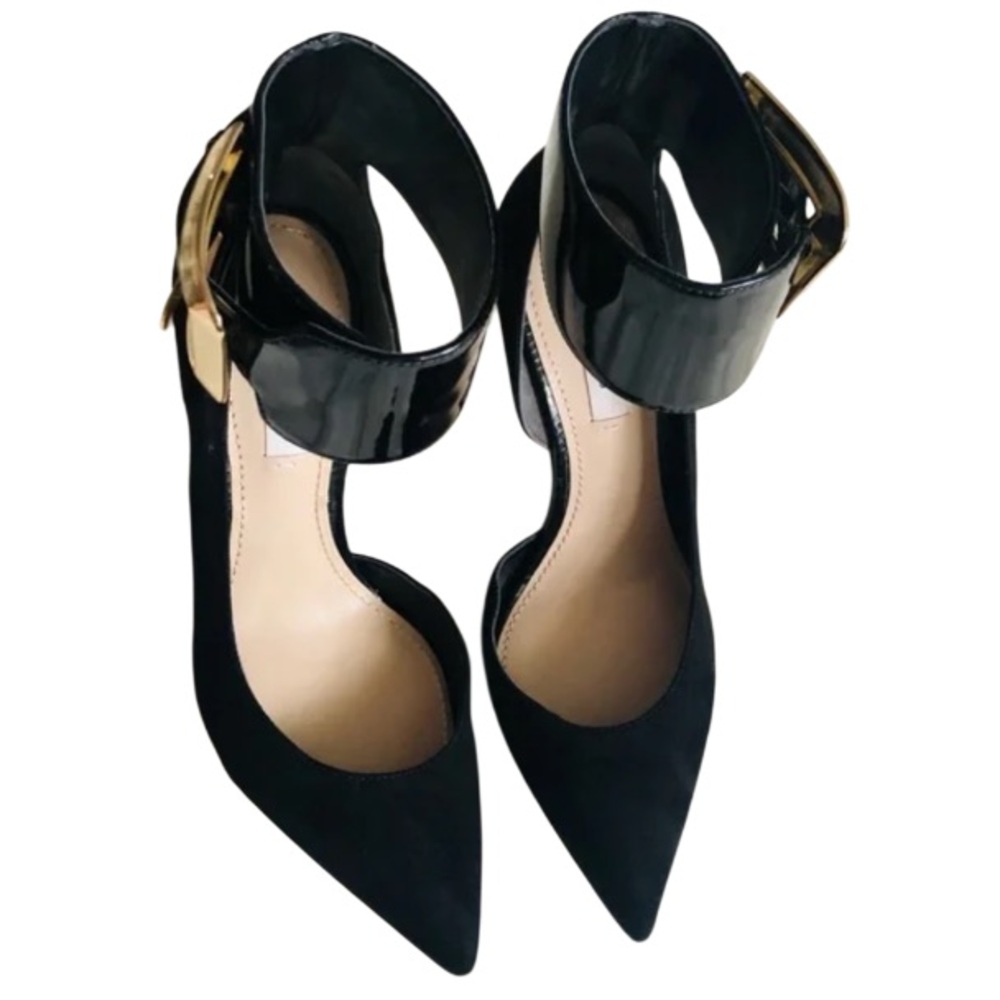 Guess Black Suede Ankle Strap Heels